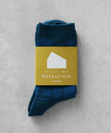 HUIS |［HUISのくつした］JACQUARD（ブルーグリーン）【ユニセックス22cm-27cm】