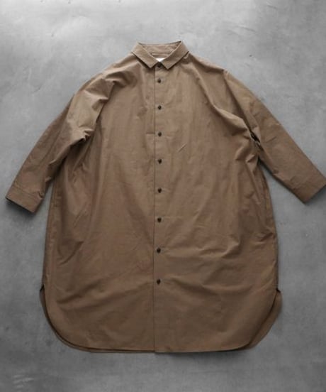 HUIS | オーガニックコットンロングシャツ（チャコールブラウン）【ユニセックス】016