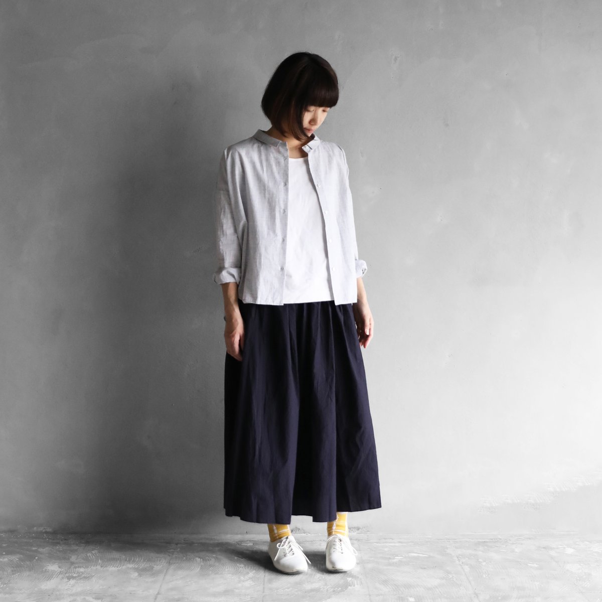 HUIS |コードレーンワイドブラウス（トップ糸グレー）【レディス】U102