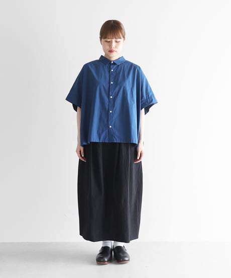 HUIS |オーガニックコットンスクエアワイドシャツ（オーシャンブルー）【レディス】024
