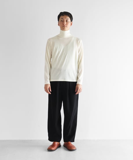 HUIS |［HUIS in house］メリノオプティモウォッシャブルウール天竺長袖タートルネックカットソー（アイボリー）【ユニセックス】CS203