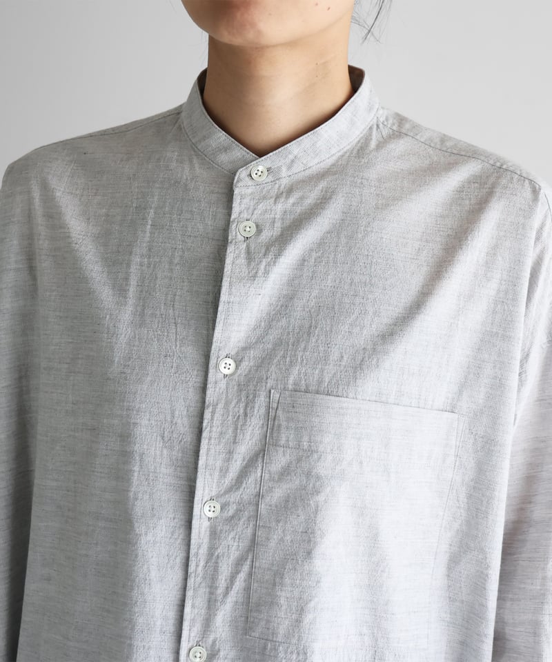 HUIS |コードレーンバンドカラーオーバーシャツ（トップ糸グレー