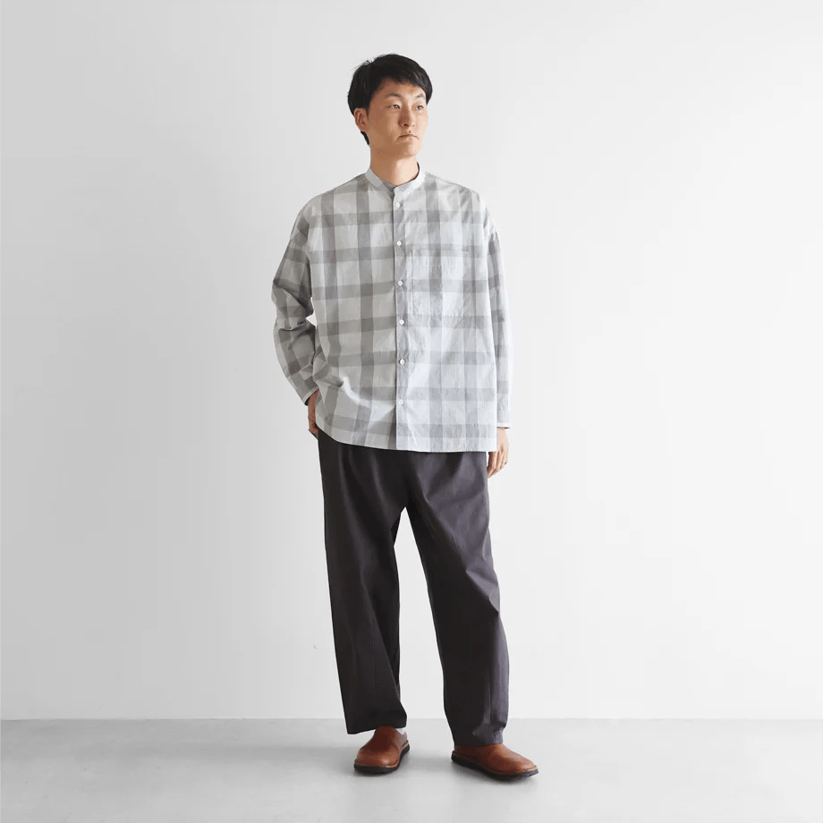 HUIS ハウス　遠州織物　506Lバフクロスバルーンパンツロング　ライトグレー 273A8019c.jpg