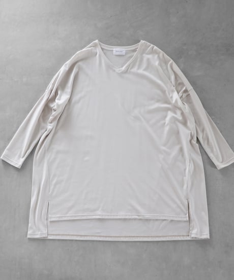HUIS | ［HUIS in house］SUVIN COTTON長袖Vネックチュニックカットソー（グレージュ）【レディース】CS304