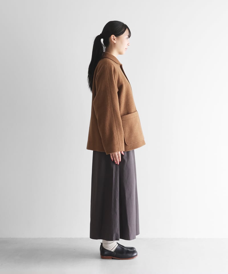 HUIS | “HUIS×尾州”縮絨ウールフランネルショートコート（ブラウン