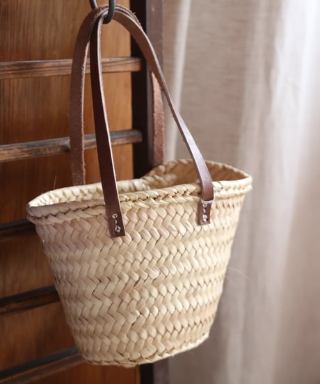 世界のかご | タザ楕円 ミニ 細革ハンドル 焦げ茶革