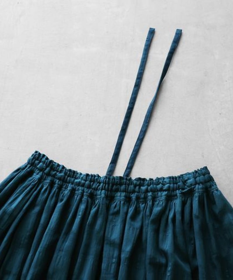 HUIS | 柄二重織シャトルジャガードロングスカート（ブルーグリーン