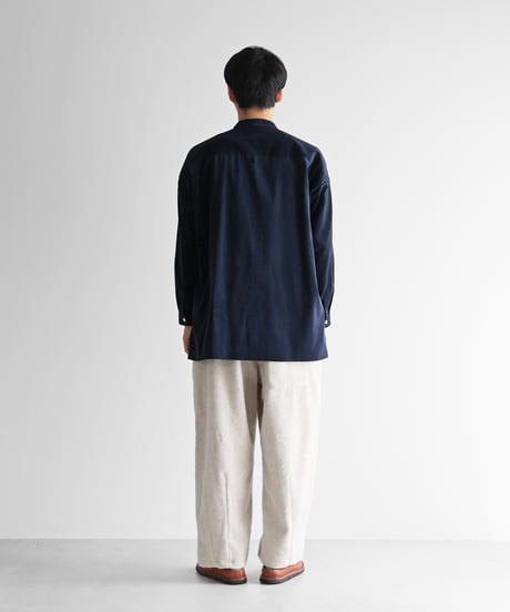 HUIS |みじんコールバンドカラーオーバーシャツ（ダークネイビー）【ユニセックス】015
