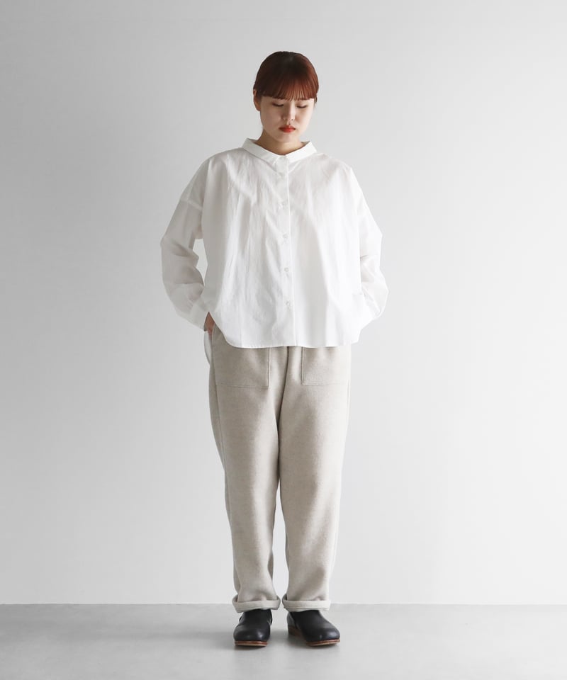 HUIS×尾州”縮絨ウールフランネルイージーワークパンツ（グレージュ