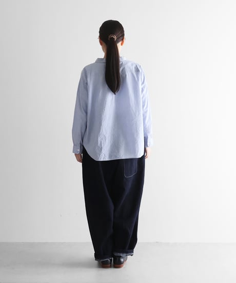 HUIS | “HUIS×三備”綿麻シャトルデニムバルーンパンツロング（インディゴ）【ユニセックス】506L