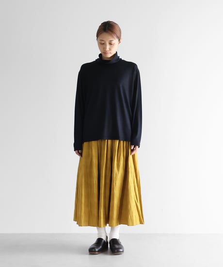 HUIS |［HUIS in house］メリノオプティモウォッシャブルウール天竺長袖ゆるタートルネックカットソー（ブラックネイビー）【ユニセックス】CS204