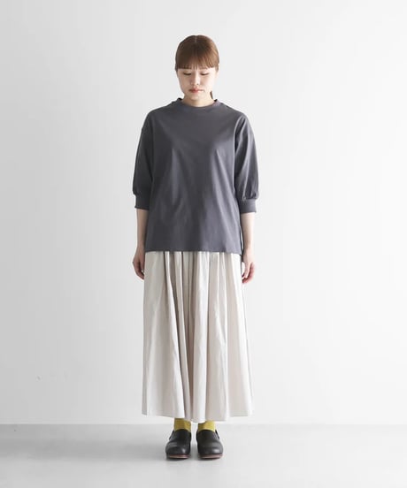 HUIS |［HUIS in house］SUVIN COTTON5分袖リブカットソー（ダークグレー）【レディス】CS106