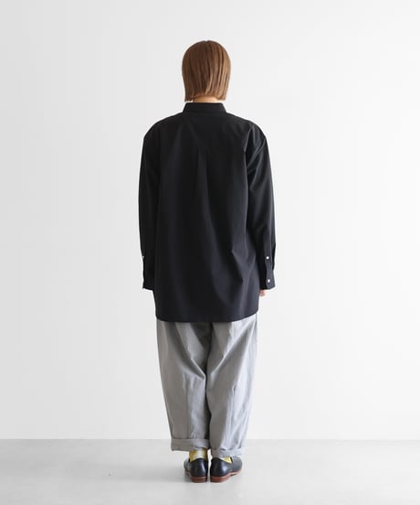 HUIS |【遠州織物×久留女木の棚田プロジェクト】棚田コットンビッグシャツ（ブラック）【ユニセックス】011