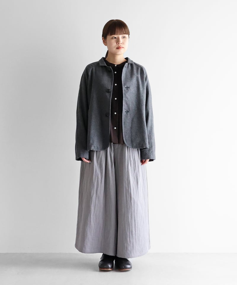 HUIS | ヤクウール綾ネルアトリエジャケット（ダークグレー）【ユニ