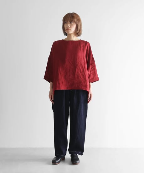 HUIS | “HUIS×三備”綿麻シャトルデニムワイドパンツ（インディゴ）【ユニセックス】504