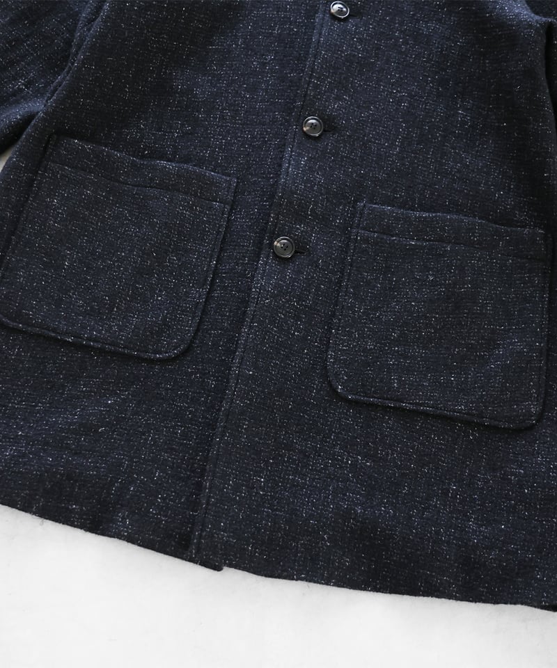 HUIS | “HUIS×尾州”縮絨リネンウールミドルコート （ブラック）【ユニ