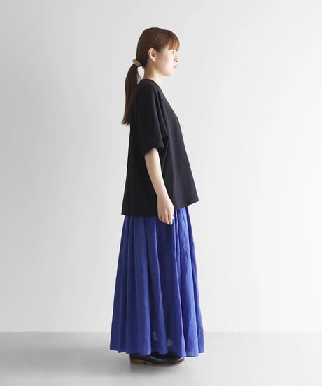 HUIS |［HUIS in house］SUVIN COTTON半袖スクエアワイドカットソーHF（ダークネイビー）【レディス】CS208HF