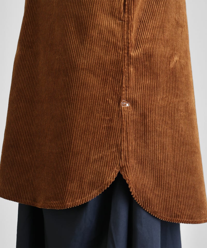 HUIS | シャトルコーデュロイロングシャツ（太畝・ブラウン）【ユニ