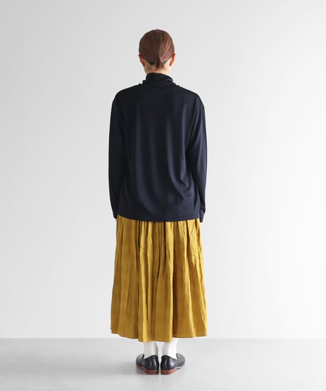 HUIS |［HUIS in house］メリノオプティモウォッシャブルウール天竺長袖ゆるタートルネックカットソー（ブラックネイビー）【ユニセックス】CS204