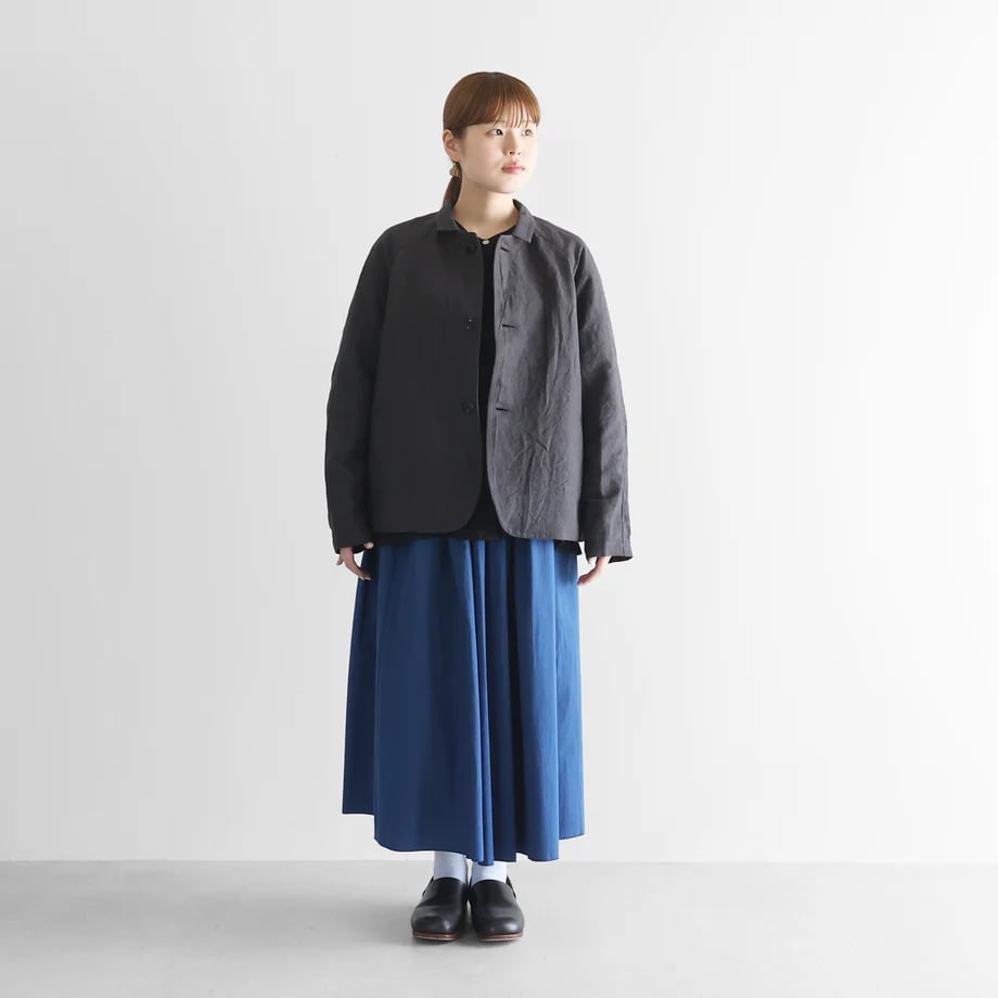 HUIS |バンブーリネンアトリエジャケット （ダークグレー）【ユニ