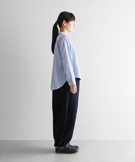 HUIS | “HUIS×三備”綿麻シャトルデニムバルーンパンツロング（インディゴ）【ユニセックス】506L