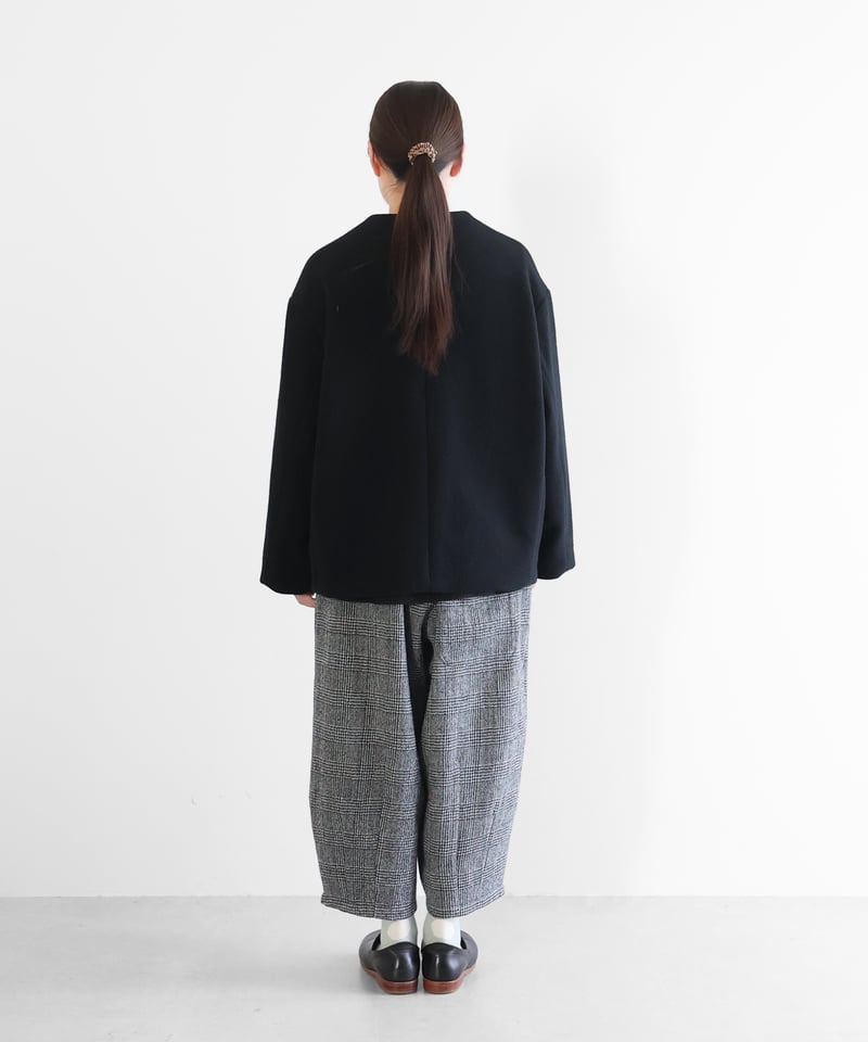 HUIS〜遠州織物〜尾州ショートコート HUIS×尾州”縮絨ウールフランネルワイドショートコート（ライトグレー