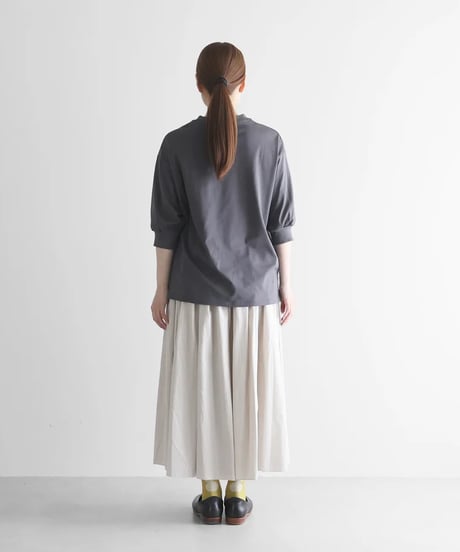 HUIS |［HUIS in house］SUVIN COTTON5分袖リブカットソー（ダークグレー）【レディス】CS106