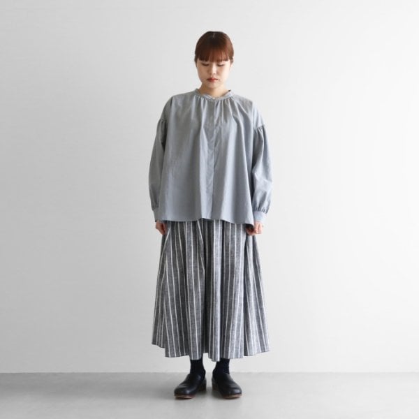 HUIS. U402 シーチングコットンロングスカート ストライプ グレー系 fit=scale-down,w=1200