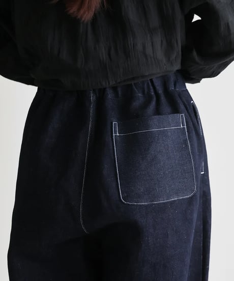 HUIS | “HUIS×三備”綿麻シャトルデニムワイドパンツ（インディゴ）【ユニセックス】504
