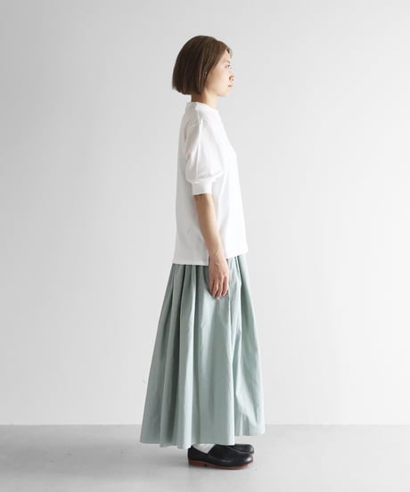 HUIS |［HUIS in house］SUVIN COTTON5分袖リブカットソー（白）【レディス】CS106