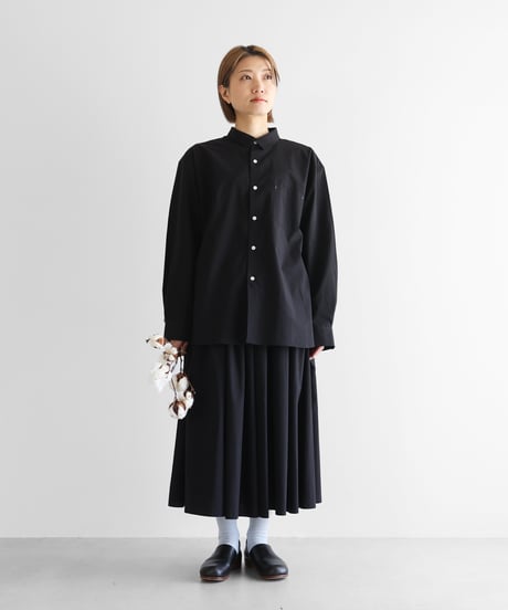 HUIS |【遠州織物×久留女木の棚田プロジェクト】棚田コットンビッグシャツ（ブラック）【ユニセックス】011