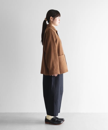 HUIS | “HUIS×尾州”縮絨ウールフランネルショートコート（ブラウン）【ユニセックス】319