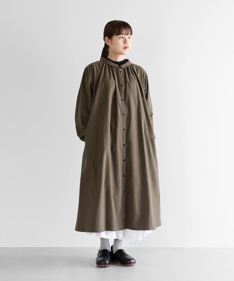 HUIS 起毛ビエラ前開きロングワンピース U217L HUIS | 起毛ビエラ前開きロングワンピース（オレガノ）【レディス