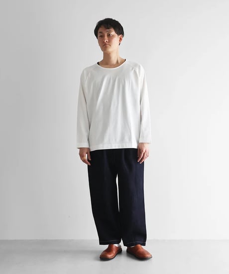 HUIS | “HUIS×三備”綿麻シャトルデニムワイドパンツ（インディゴ）【ユニセックス】504