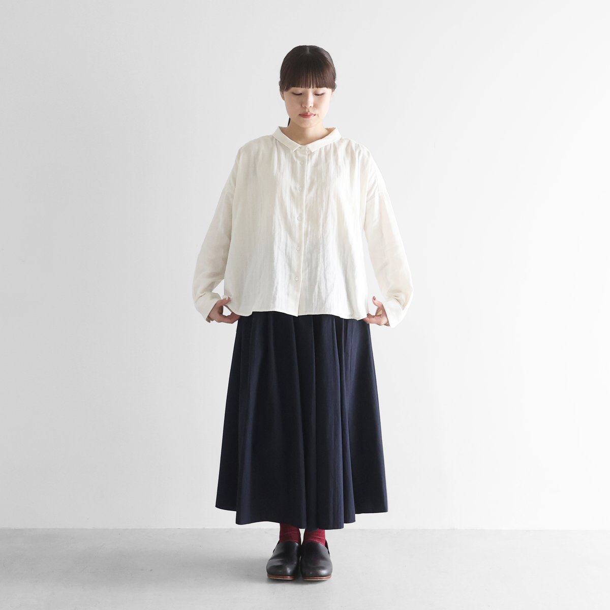 HUIS シャトルダブルガーゼワイドブラウス（クリーム）U102 HUIS |シャトルダブルガーゼワイドブラウス（クリーム）【レディス