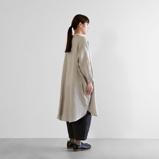 HUIS | シャトルリネンロングシャツ（きなり）【ユニセックス