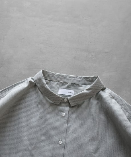 HUIS |【限定】8分袖なめらかコットンワイドブラウス（グリーンストライプ）【レディス】U108