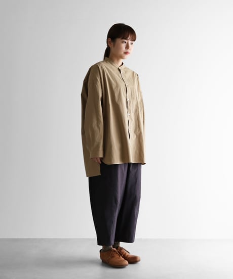 HUIS |やわらかコットンバンドカラーオーバーシャツ（ベージュ）【ユニセックス】015