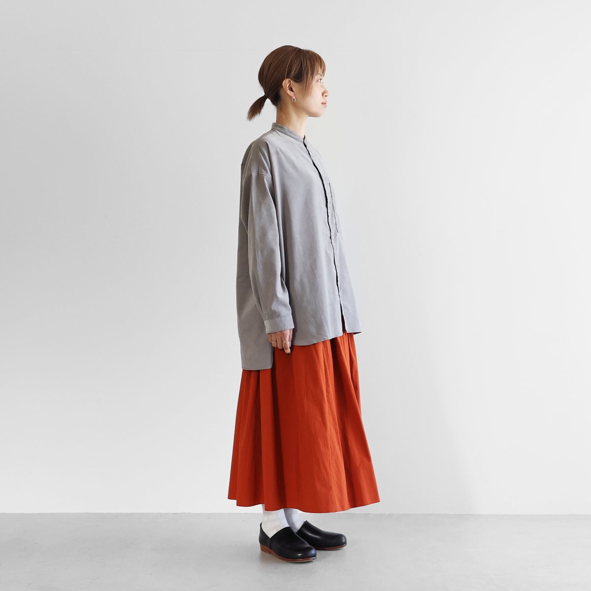 HUIS | みじんコールバンドカラーオーバーシャツ（アッシュグレー