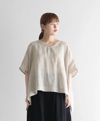 HUIS |シャトルリネンライトVネック半袖プルオーバー（きなり）【レディス】U620