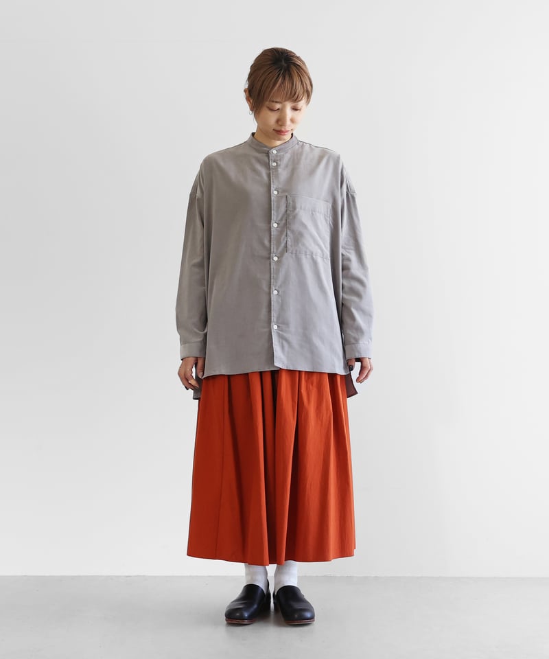 HUIS | みじんコールバンドカラーオーバーシャツ（アッシュグレー