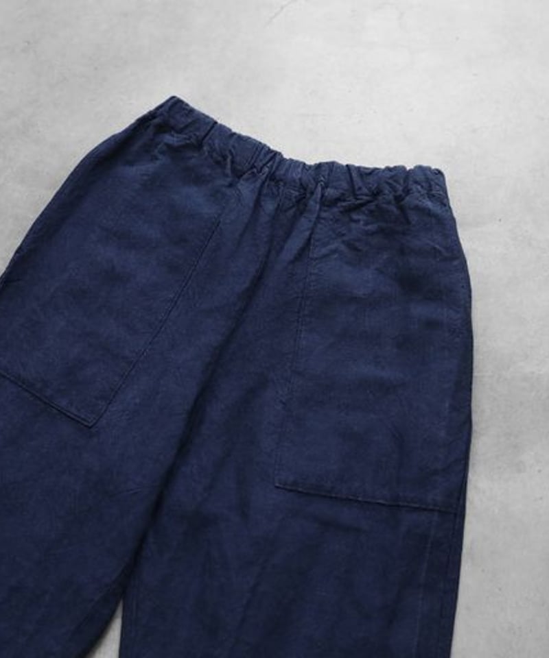 HUIS バンブーリネンオーバーオール ネイビー ユニセックス 509 フリー HUIS | バンブーリネンイージーワークパンツ（ネイビー）【ユニ