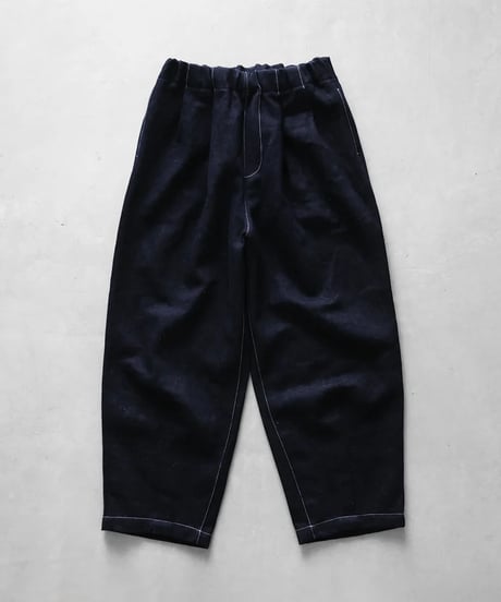 HUIS | “HUIS×三備”綿麻シャトルデニムワイドパンツ（インディゴ）【ユニセックス】504