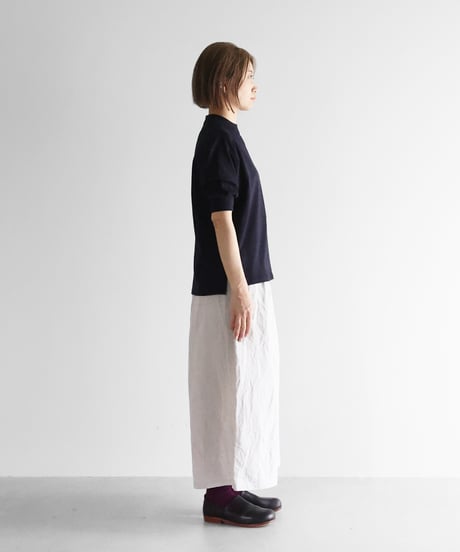 HUIS |［HUIS in house］SUVIN COTTON5分袖リブカットソー（ダークネイビー）【レディス】CS106
