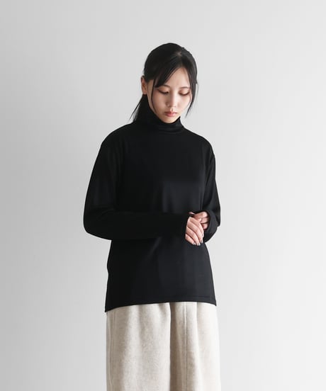 HUIS |［HUIS in house］メリノオプティモウォッシャブルウール天竺長袖タートルネックカットソー（ブラック）【ユニセックス】CS203