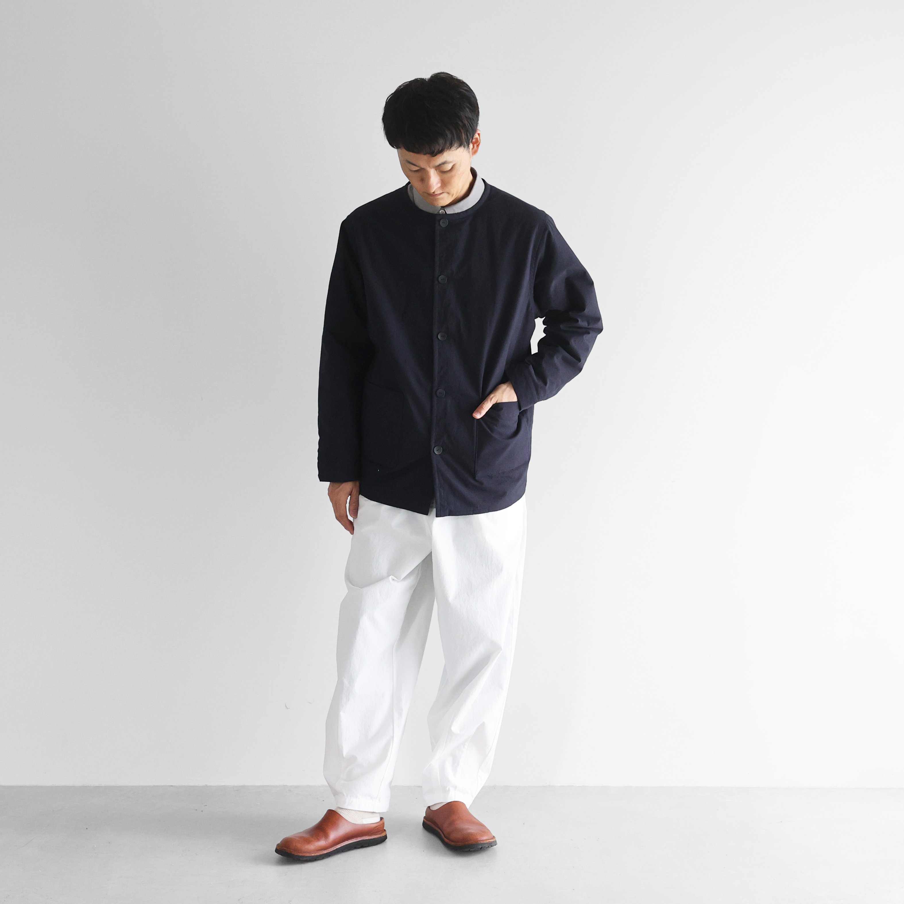 HUIS | “HUIS×尾州”縮絨ウールフランネルノーカラーショートコート