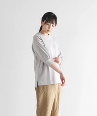 HUIS |［HUIS in house］綿麻天竺7分袖リブカットソー（シルバーグレー）【レディス】CS106