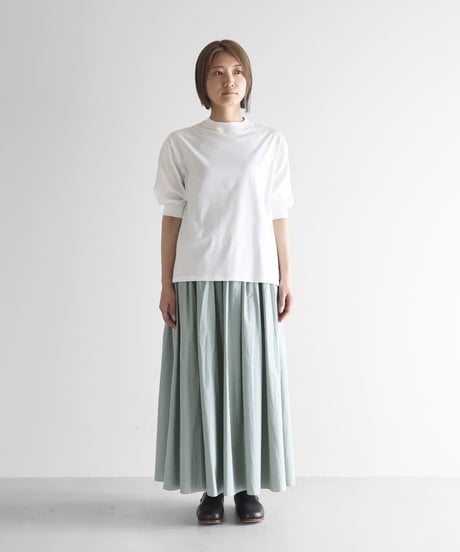 HUIS |［HUIS in house］SUVIN COTTON5分袖リブカットソー（白）【レディス】CS106
