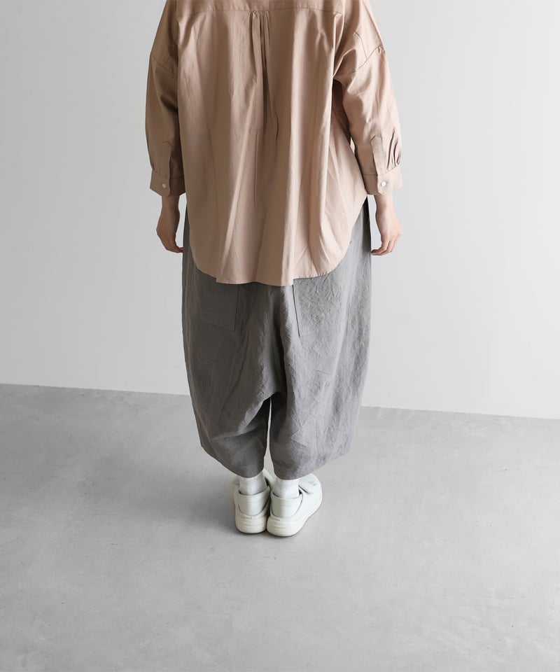FLAX FIELDS リネン バルーンパンツ HUIS |バンブーリネンサルエルバルーンパンツ（ライトグレー