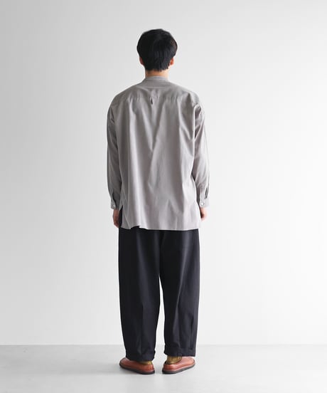 HUIS | みじんコールバンドカラーオーバーシャツ（アッシュグレー）【ユニセックス】015